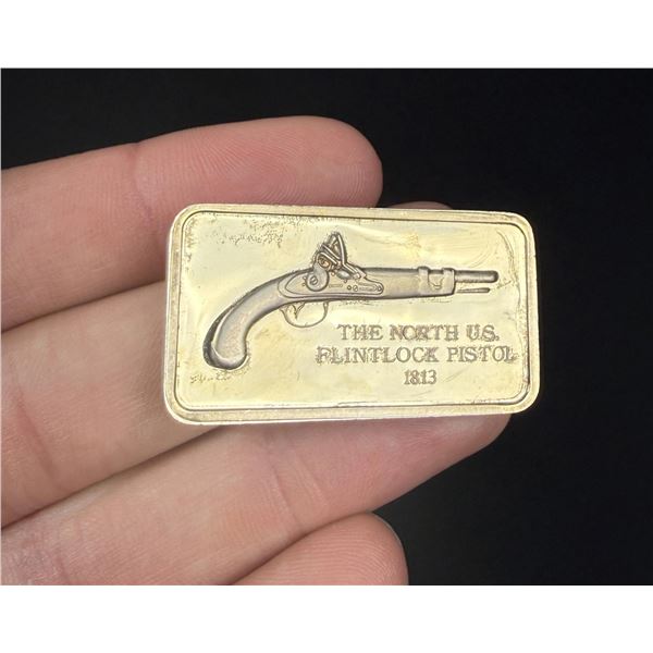 Lincoln Mint North US 1813 Pistol 1oz Silver Bar