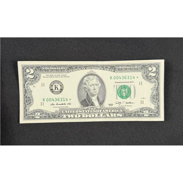 US $2 Dollar Star Bank Note