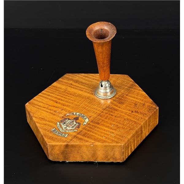 Mid Century Hawaii Blone Koa Wood Pen Holder