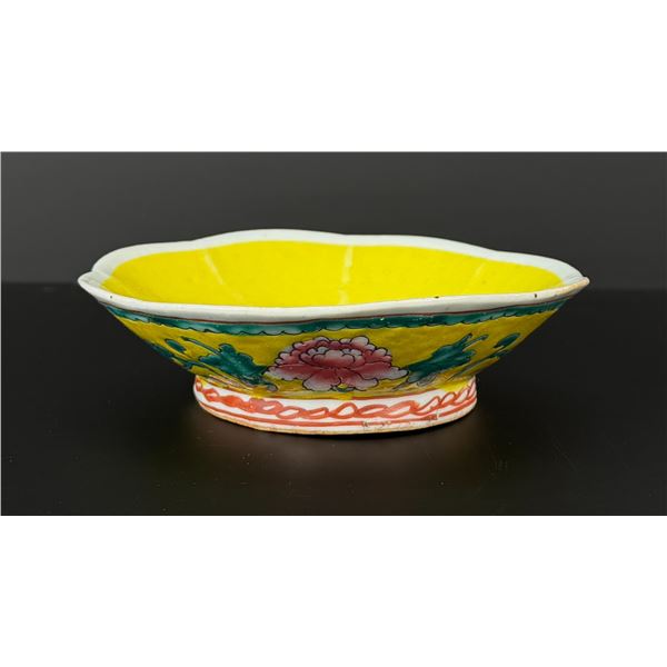 Chinese Famille Rose Porcelain Yellow Bowl