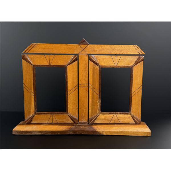Antique Tramp Art Double Picture Frame