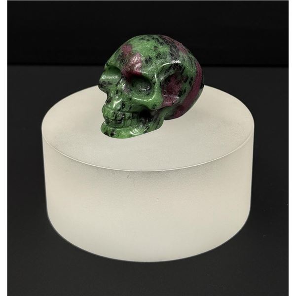 Ruby Zoisite Skull Carving