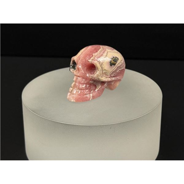 Rhodochrosite Skull Carving