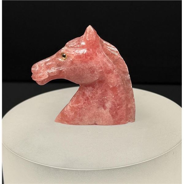 Rhodochrosite Horse Head Carving