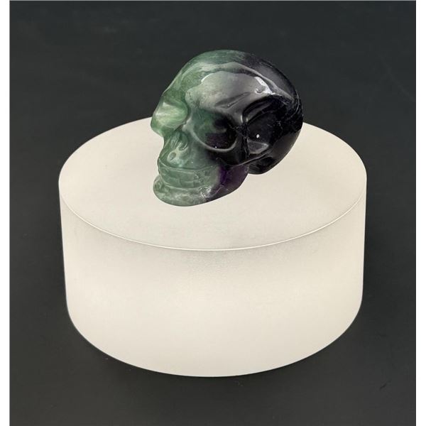 Rainbow Fluorite Skull Carving