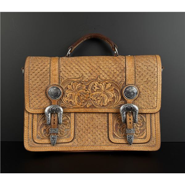 Cowboy Tooled Leather Messenger Bag Briefcase
