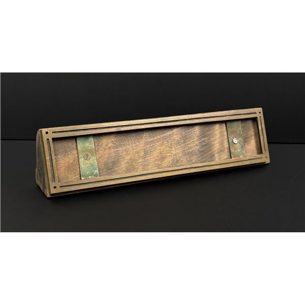 1920s Brass and Wood Office Name Plate Stand