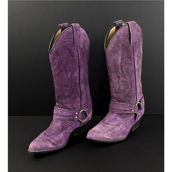Vintage Clicks Purple Suede Cowgirl Boots