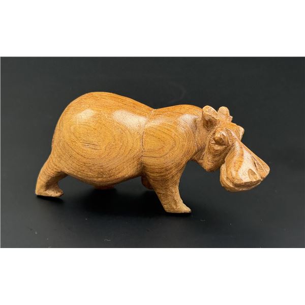 Wooden Carved African Hippopotamus