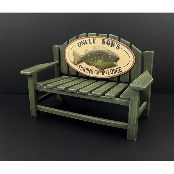 Uncle Bobs Fishing Camp Miniature Green Bench