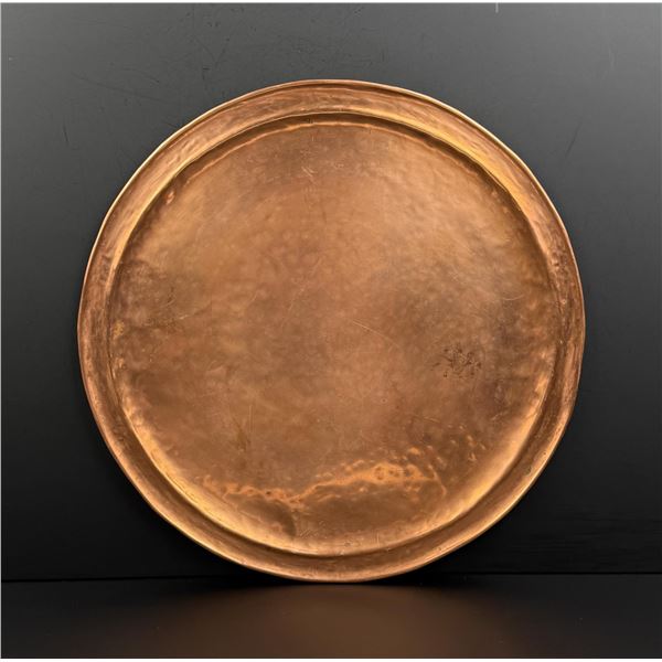 Signed Arts and Crafts Hammered Copper Tray