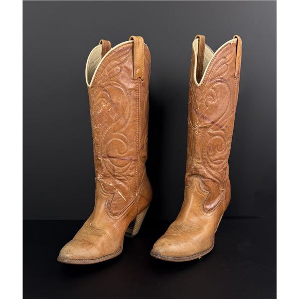 Vintage Acme Tan Leather Cowgirl Boots