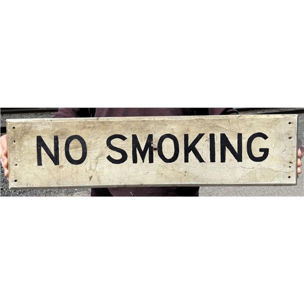Antique Hand Painted No Smoking Wooden Sign
