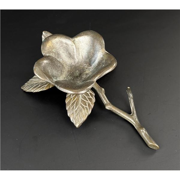 Mid Century Bronze Rose Trinket Dish