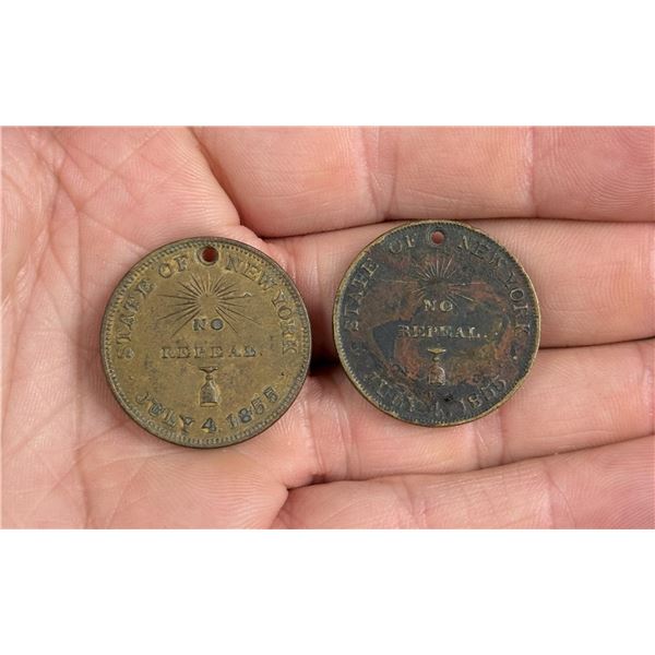 1855 New York Prohibition Commemorative Tokens