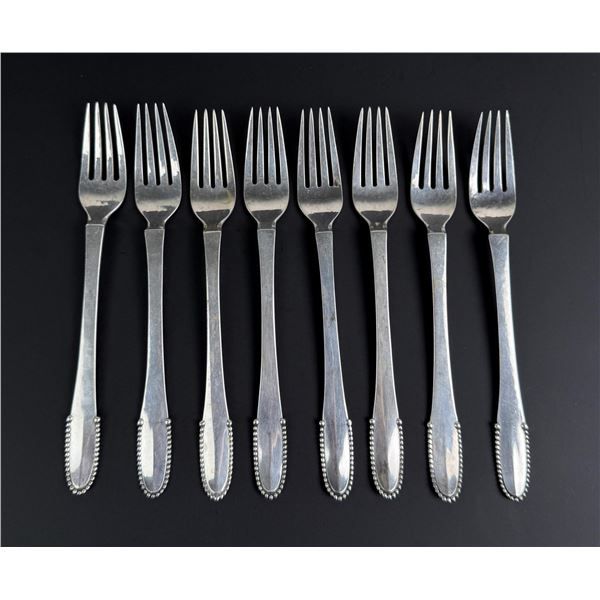 Georg Jensen Beaded .830 Silver Forks