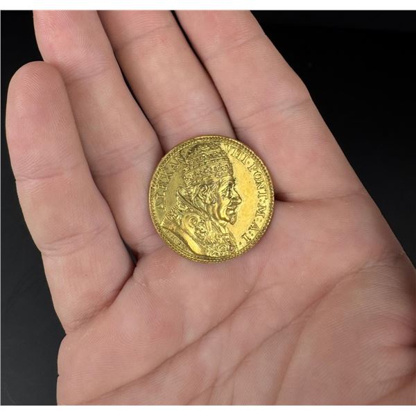 Vatican Alexander VIII Gilt Bronze Papal Medal