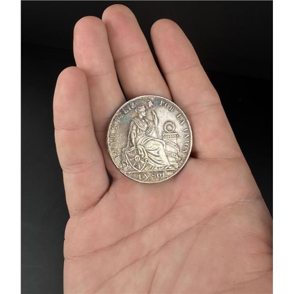 1889 Lima Peru Silver Sol Coin