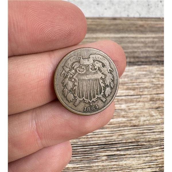 1864 2 Cent Coin Large Motto