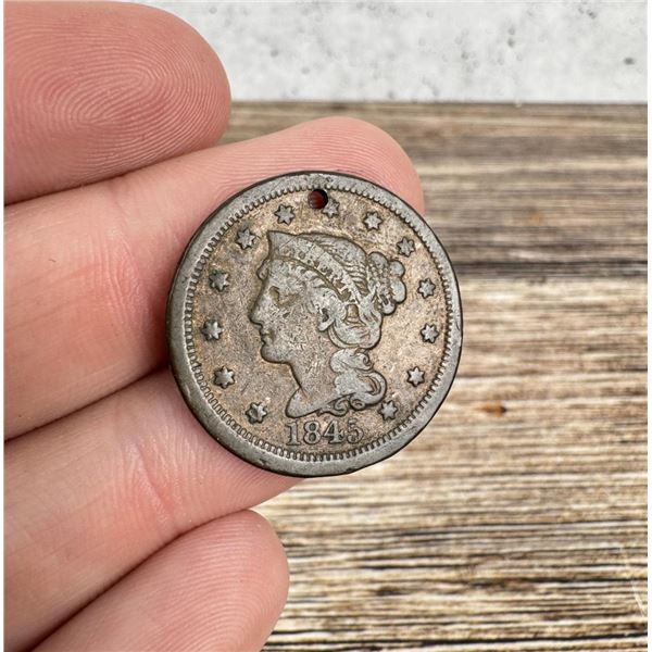 1845 Braided Hair Large Cent Coin
