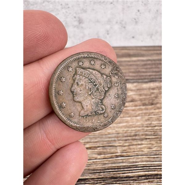 1852 Braided Hair Large Cent Coin