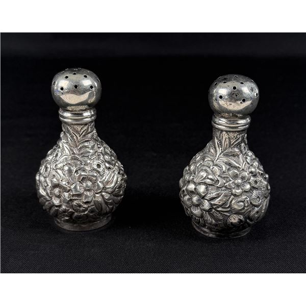 Sterling Silver Repousse Salt and Pepper Shakers