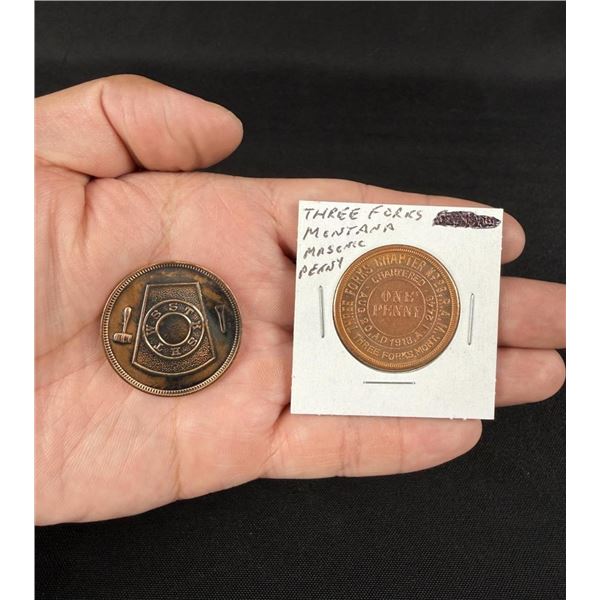 Pair of Masonic Chapter Penny Tokens