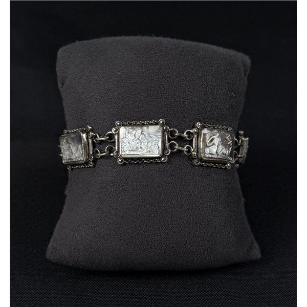 Sterling Silver Mother of Pearl Cameo Bracelet