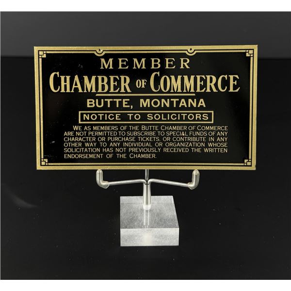 Butte Montana Chamber of Commerce Plaque