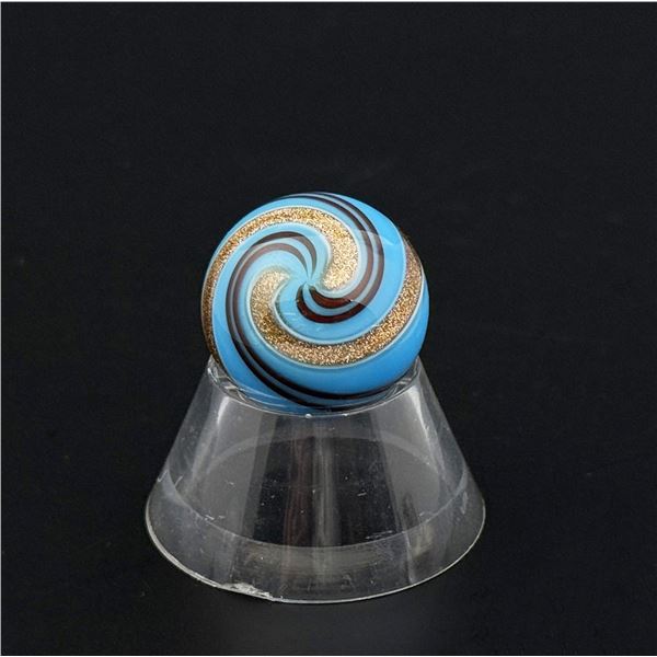 MC Signed Art Glass Lutz Marble
