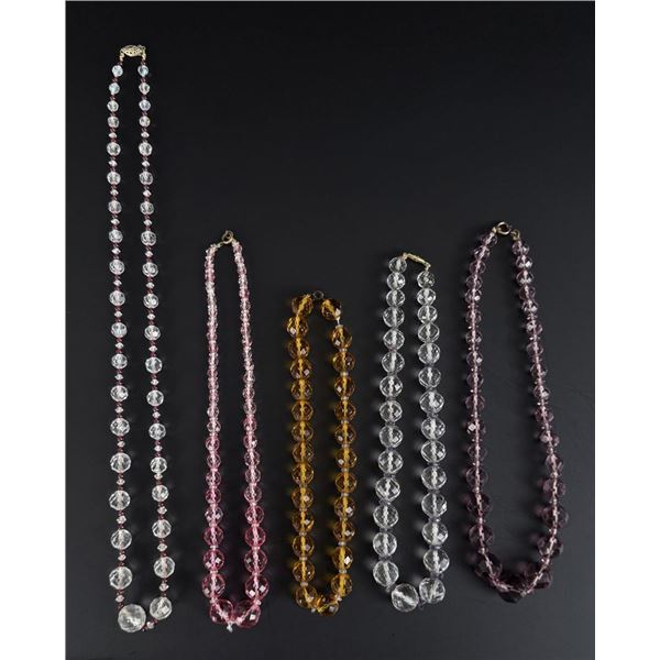 Art Deco Faceted Glass Flapper Necklaces