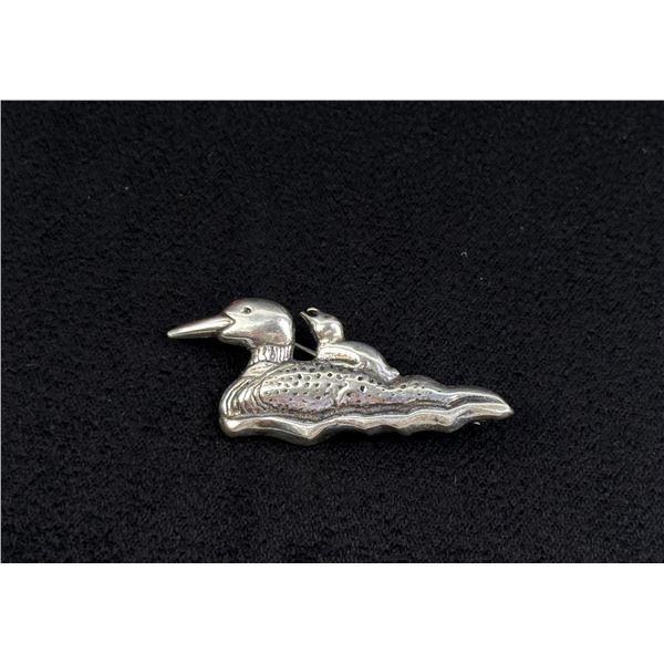 Sterling Silver Loon Brooch