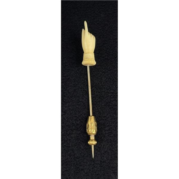 Victorian Whaler Made Ivory Hand Stick Pin
