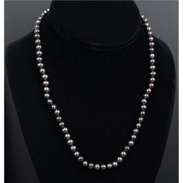 Sterling Silver Tahitian Black Pearl Necklace