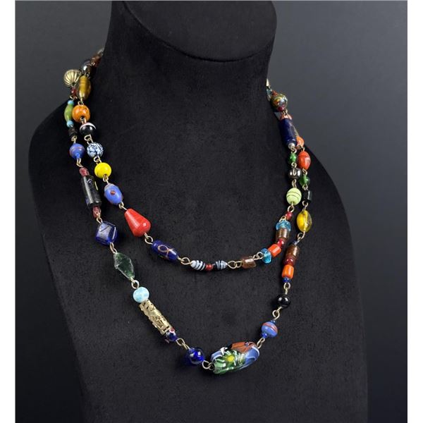Art Deco Blown Glass Bead Flapper Necklace