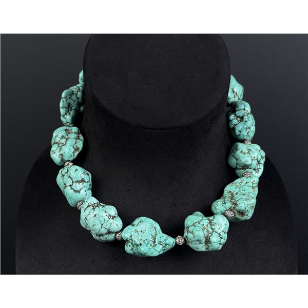 Blue Howlite Southwest Nugget Necklace