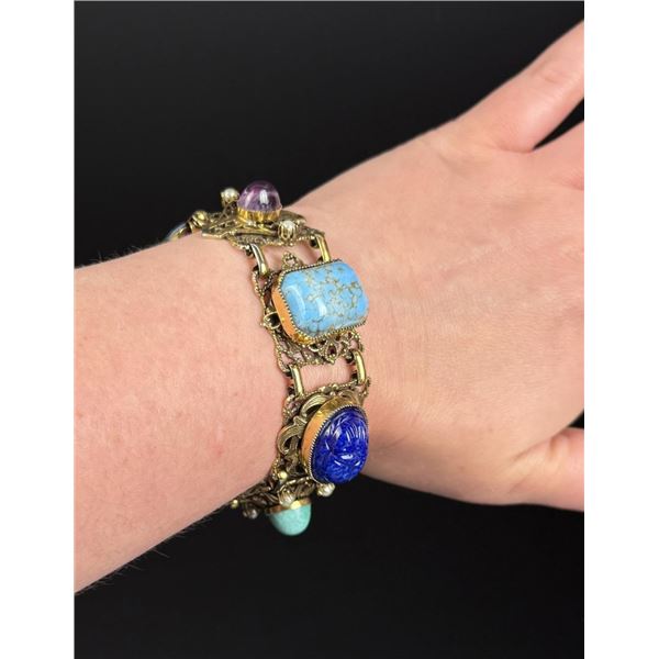 Art Deco Egyptian Revival Costume Jewelry Bracelet