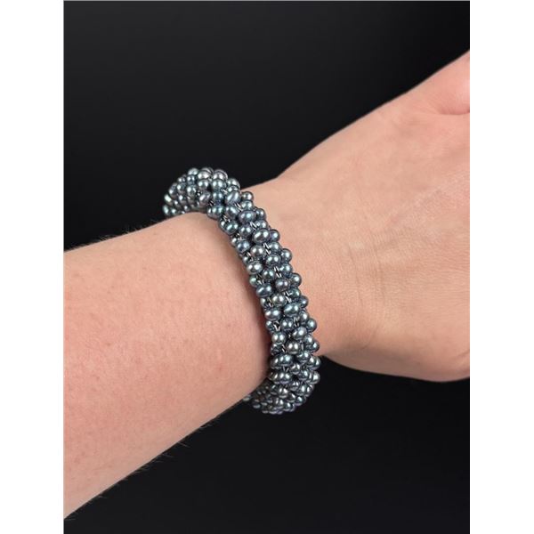 Peacock Blue Freshwater Pearl Bracelet