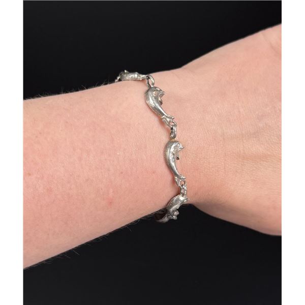 Sterling Silver Dolphin Link Bracelet