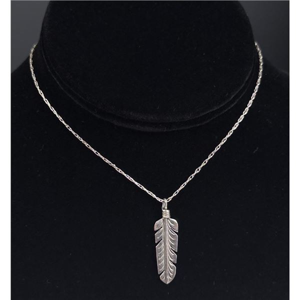 Navajo Sterling Silver Feather Necklace