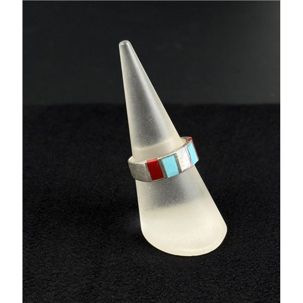 Zuni Sterling Silver Inlaid Ring