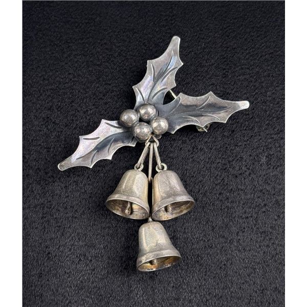 Taxco Mexico Sterling Silver Mistletoe Brooch