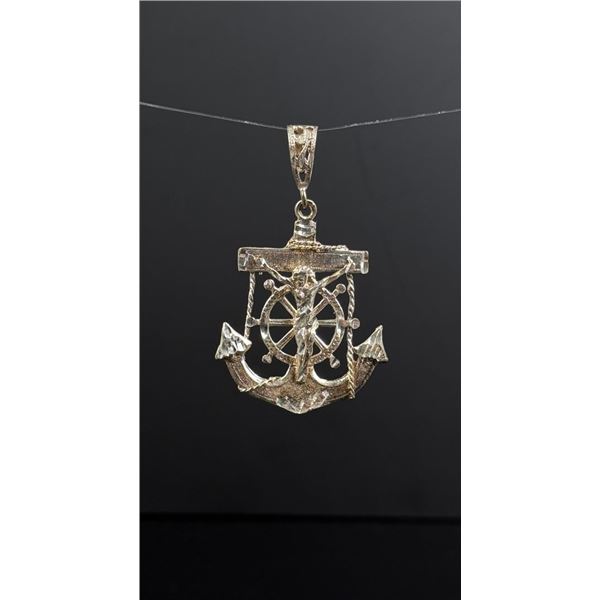 Sterling Silver Mariner Crucifix Anchor Pendant