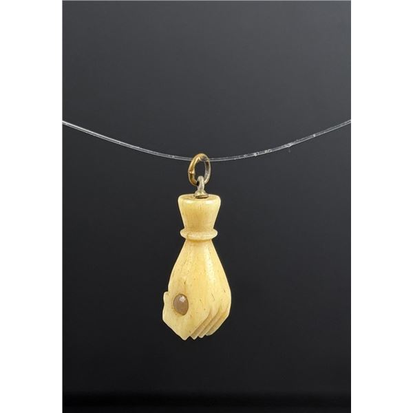 Carved Bone Fist Stanhope Pocket Watch Fob