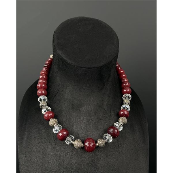 Sterling Silver Faceted Ruby Necklace