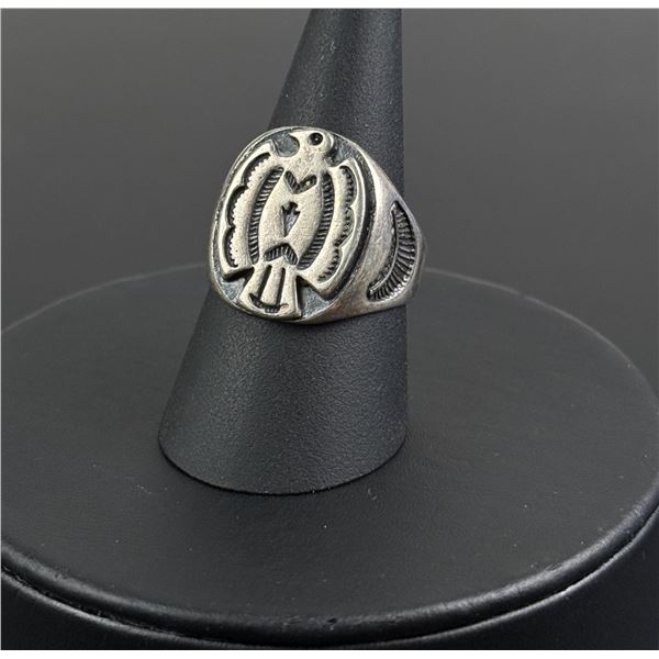 Old Pawn Navajo Sterling Silver Thunderbird Ring