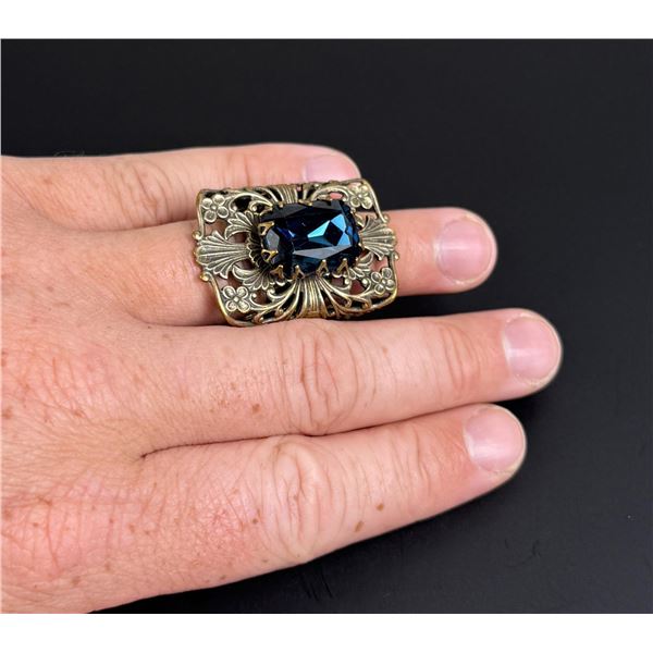 Costume Jewelry Blue Rhinestone Ring
