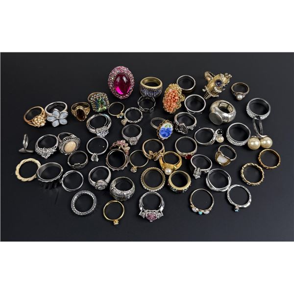 Collection of Rhinestone Costume Jewelry Rings