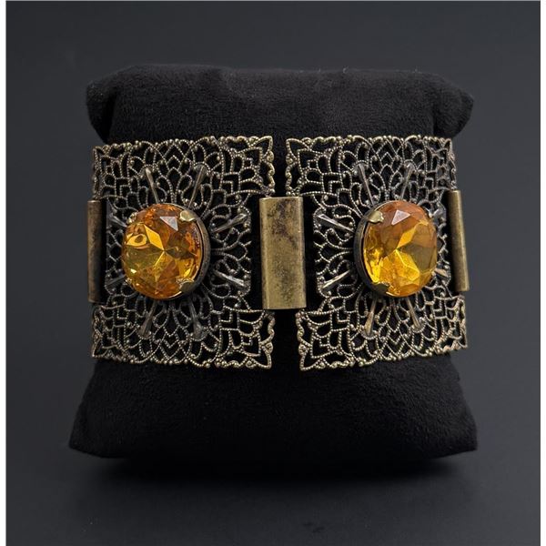 Costume Jewelry Rhinestone Panel Bracelet