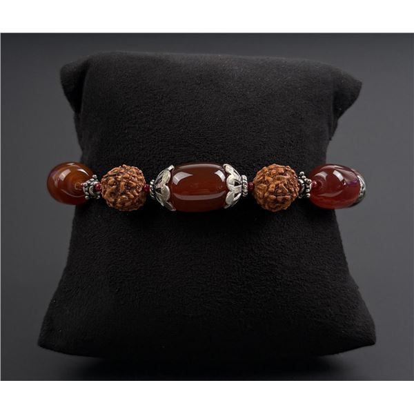 Sterling Silver Glass Bead Rudrashka Mala Bracelet